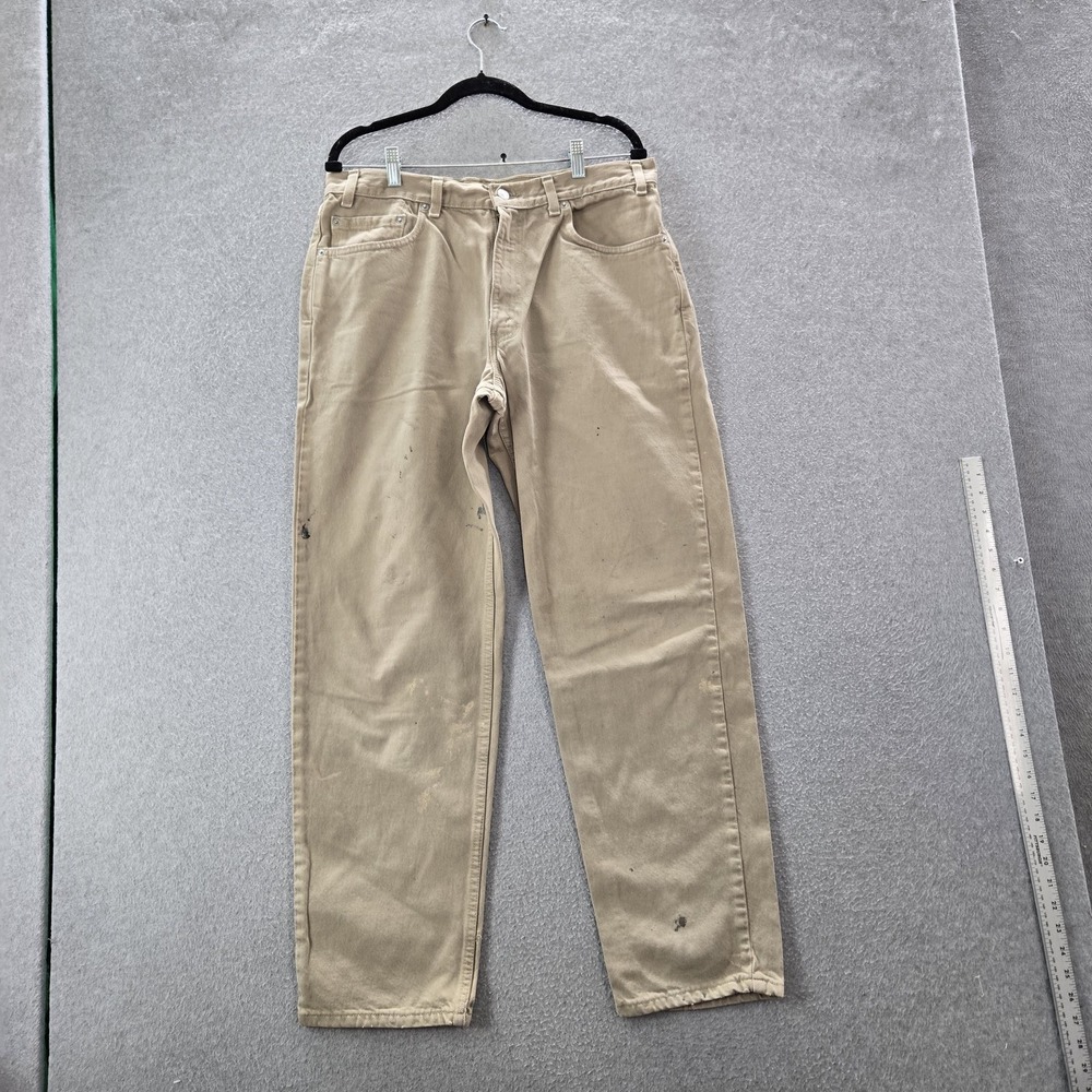 VINTAGE Levi's 550 Men Pants 36X32 Brown Relaxed USA 90s Logo Twill 32" READ